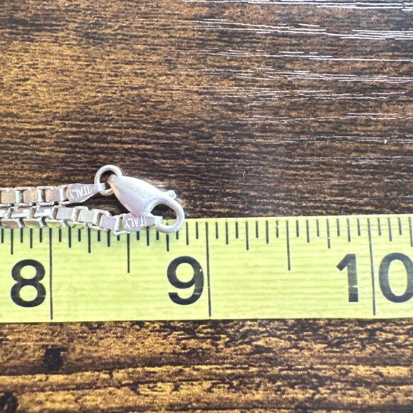 VTG Sterling Silver 925 Box Link Chain Necklace Lobster Clasp Size 17.5" Length - Picture 8 of 10